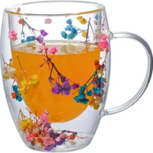 Γυάλινη κούπα με λουλούδια FLORA